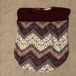 Rewind Burgundy shirt w/ floral and stripes